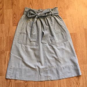 Madewell light blue chambray tie skirt